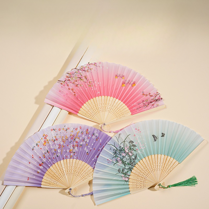 Art Craft Video - Chinese Silk Folding Fan Vintage Bamboo