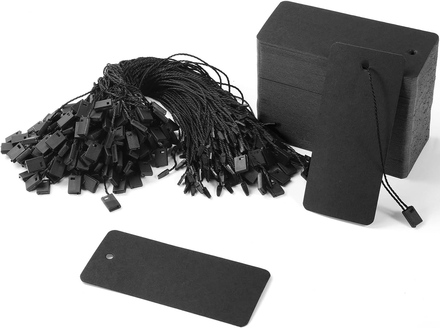 Art Craft With Paper - 200 Black Paper Clothing Tags with