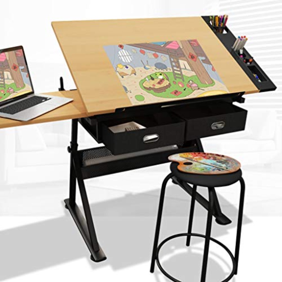 Art & Craft Paper Origami - Drafting Table with Storage Height Adjustable