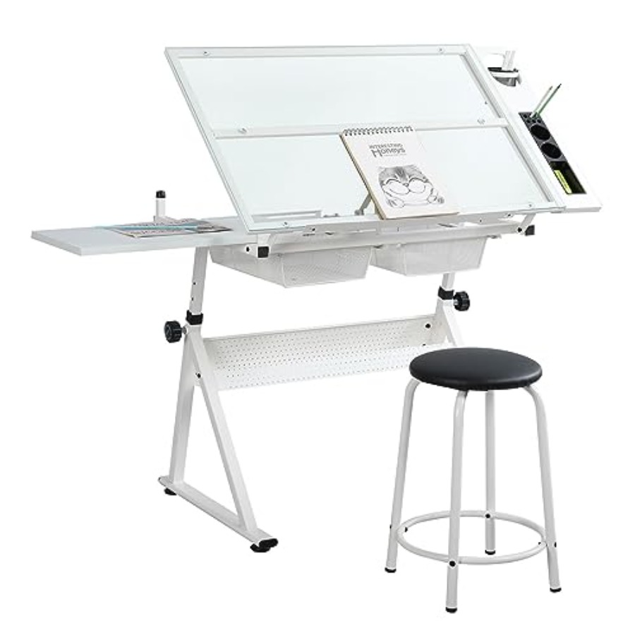 Art & Craft Paper Origami - Drafting Table with Stool Modern Adjustable