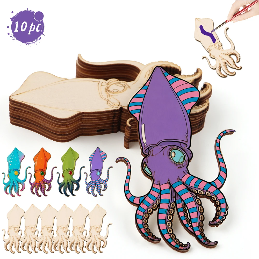 Art & Craft Paper Origami - 10pcs/set Unfinished Wood Craft Octopus Animal