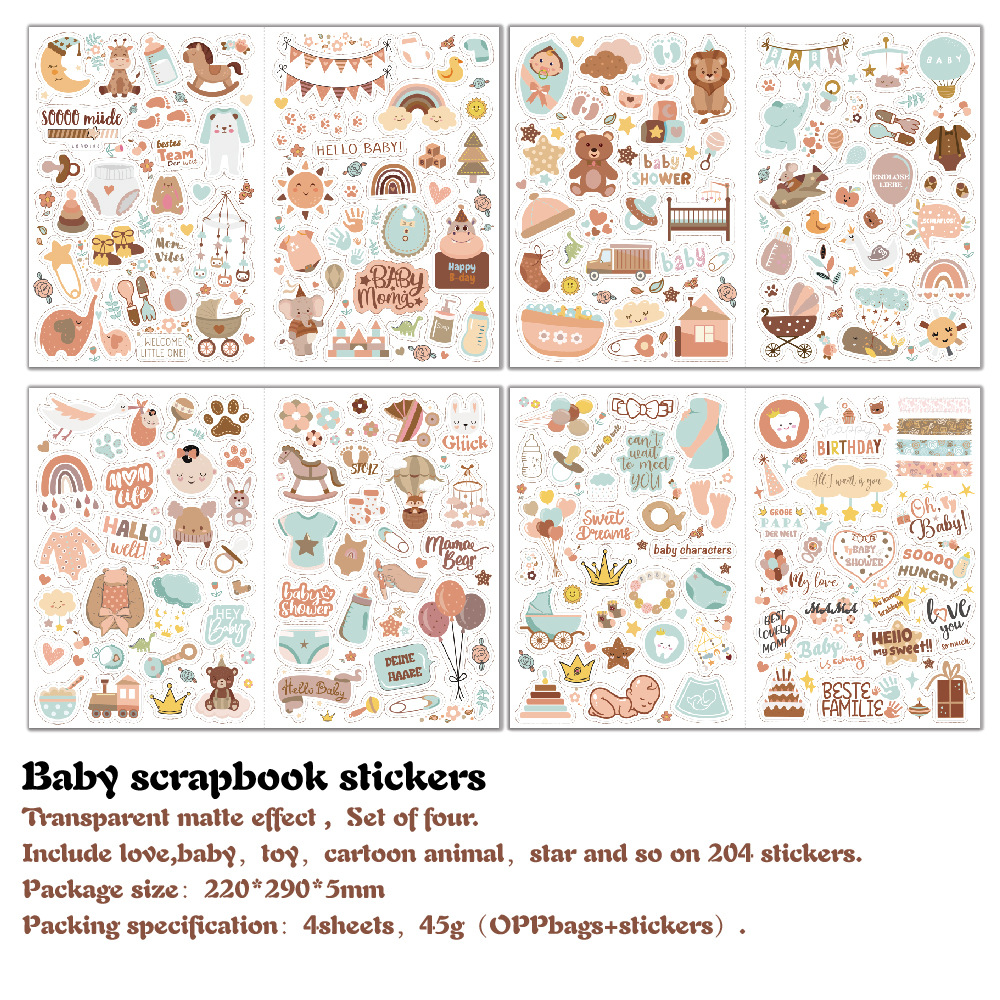 Art Craft 6 Year Old - 4 sheets/pack Baby Scrapbook Stickers Scrapbooking