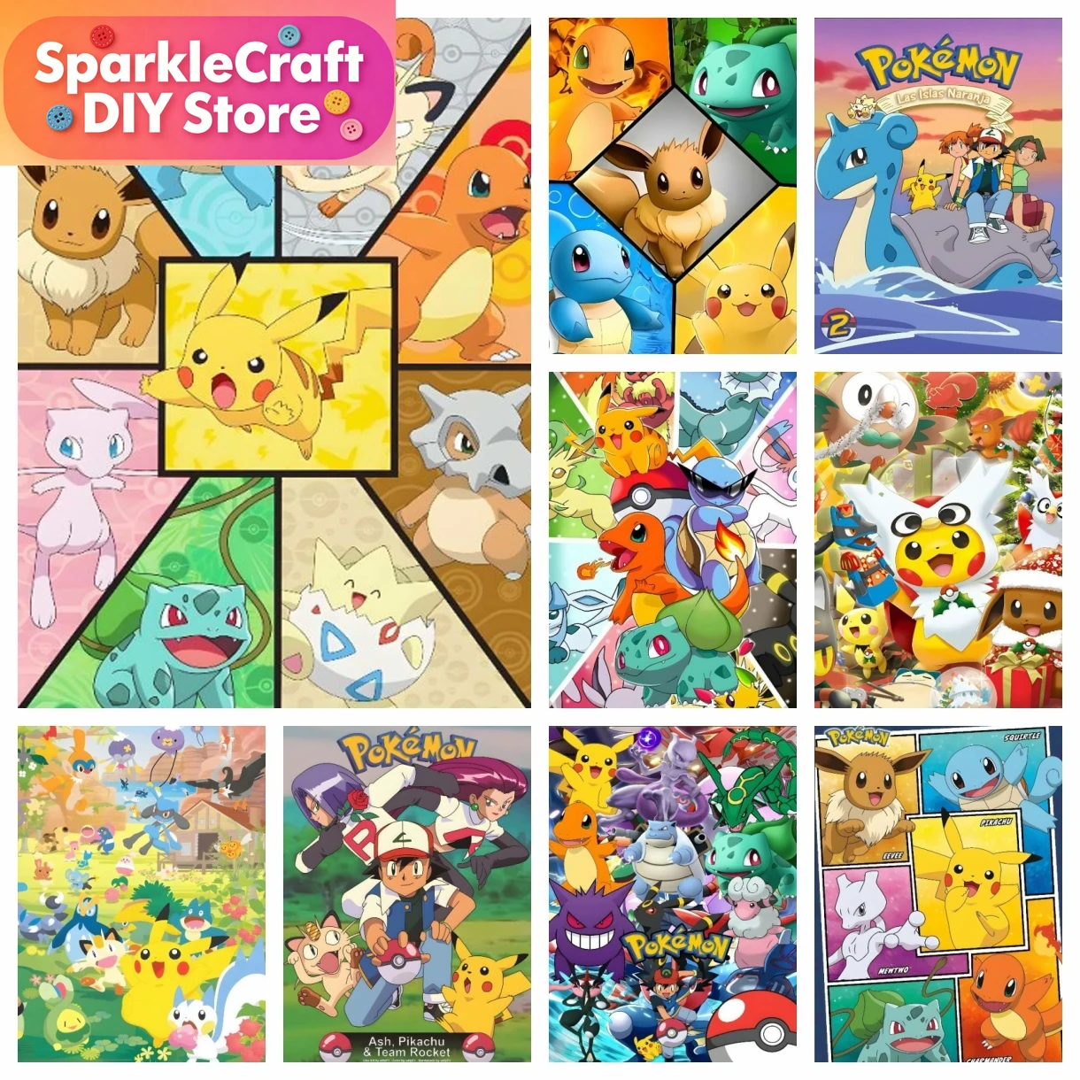 Craft Art Set - 1pc frameless Cartoon Pokemon Anime Diamond