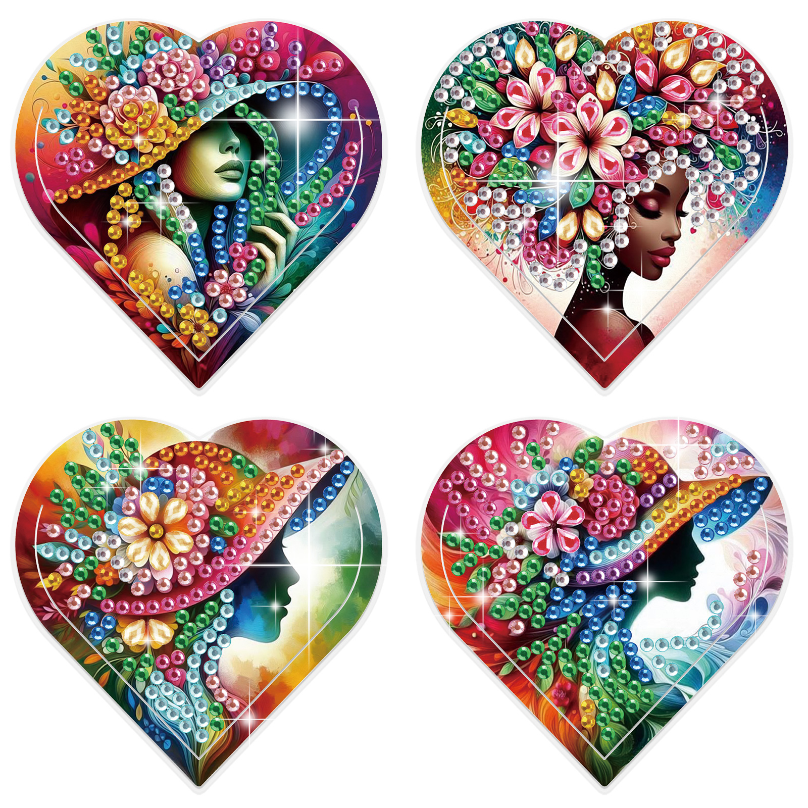 Craft Art Set - 4PCS Diamond Painting Heart Shaped Bookmarks