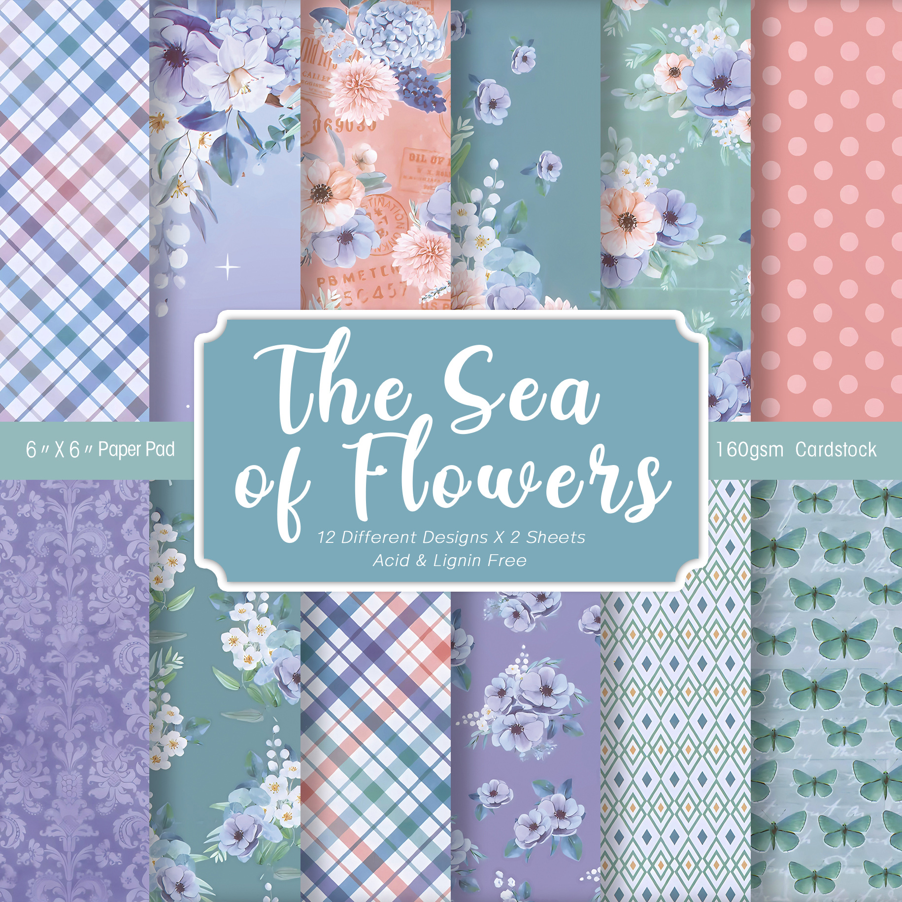 Art Craft With Paper - 24 Sheets Colored Floral Pattern Scrapbook