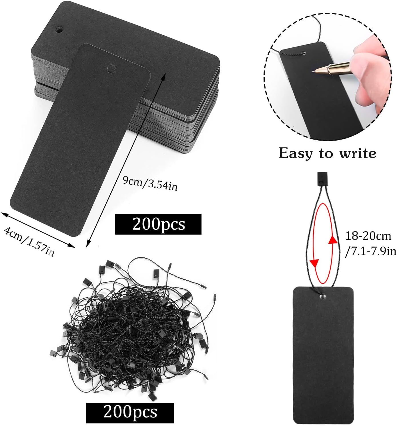 200 Black Paper Clothing Tags  - Art Craft With Paper avis et prix