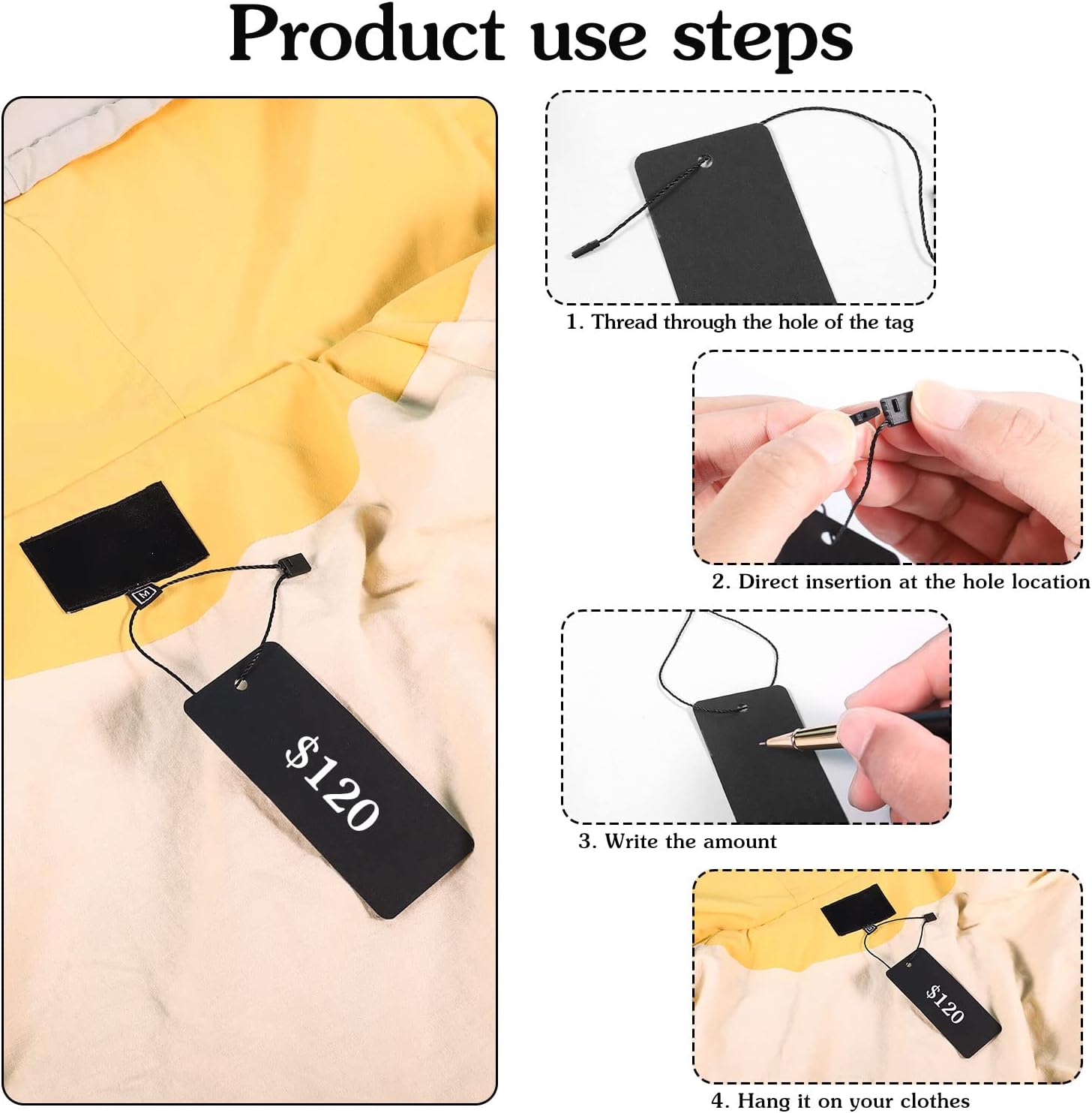 200 Black Paper Clothing Tags  - Art Craft With Paper avis et prix