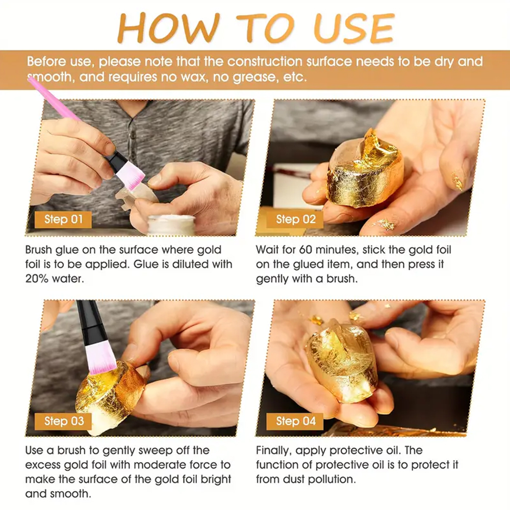 100ML/200ML Golden Foil Adhesi - Craft Art Set avis et prix