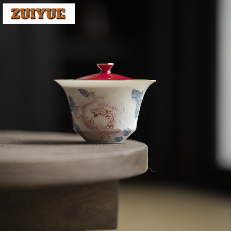 100ml Hand Drawn Peony Gaiwan  - Art And Craft Exclusives avis et prix