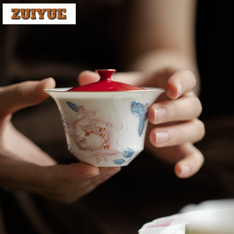 100ml Hand Drawn Peony Gaiwan  - Art And Craft Exclusives avis et prix